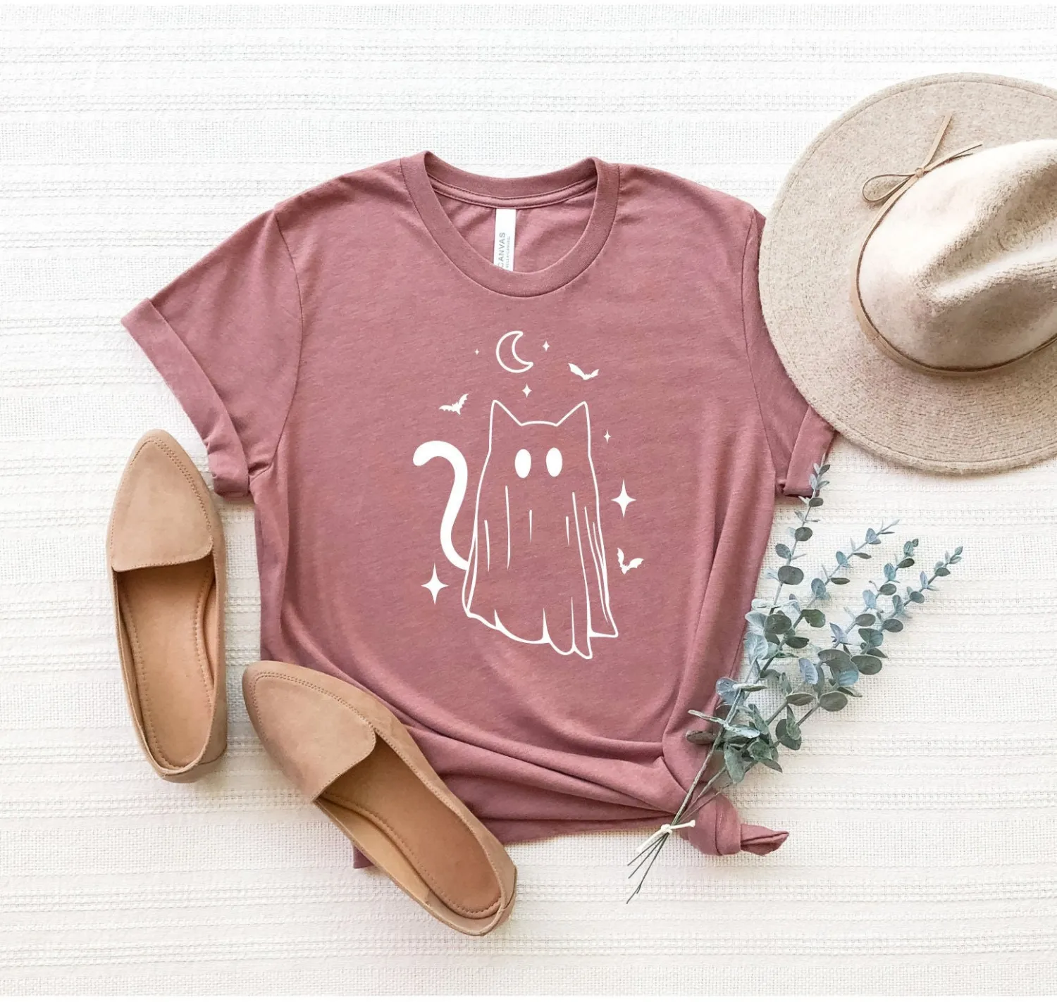 Cute Ghost Cat Halloween T-Shirt