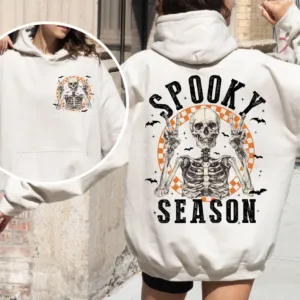 Retro Halloween Skeleton Spooky Season Hoodie