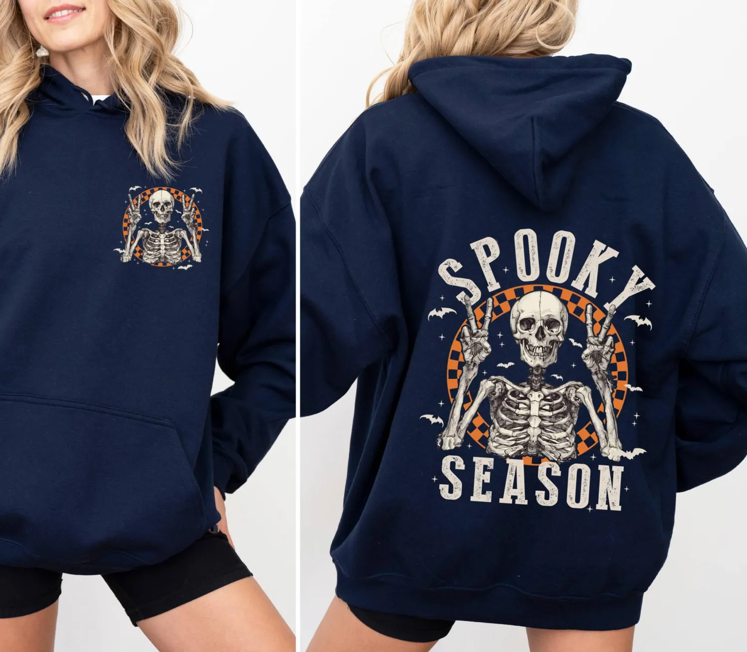 Retro Halloween Skeleton Spooky Season Hoodie