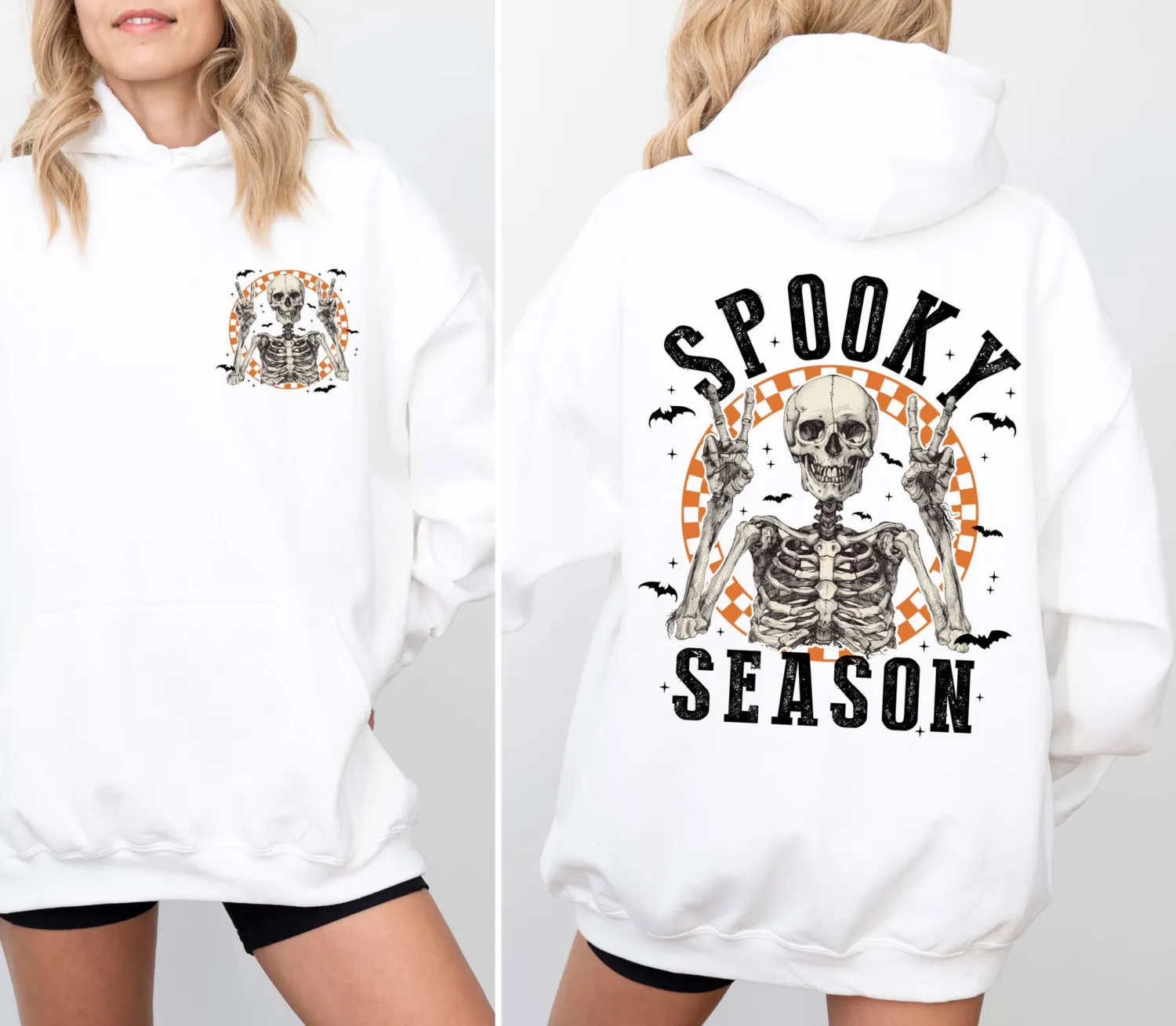 Retro Halloween Skeleton Spooky Season Hoodie