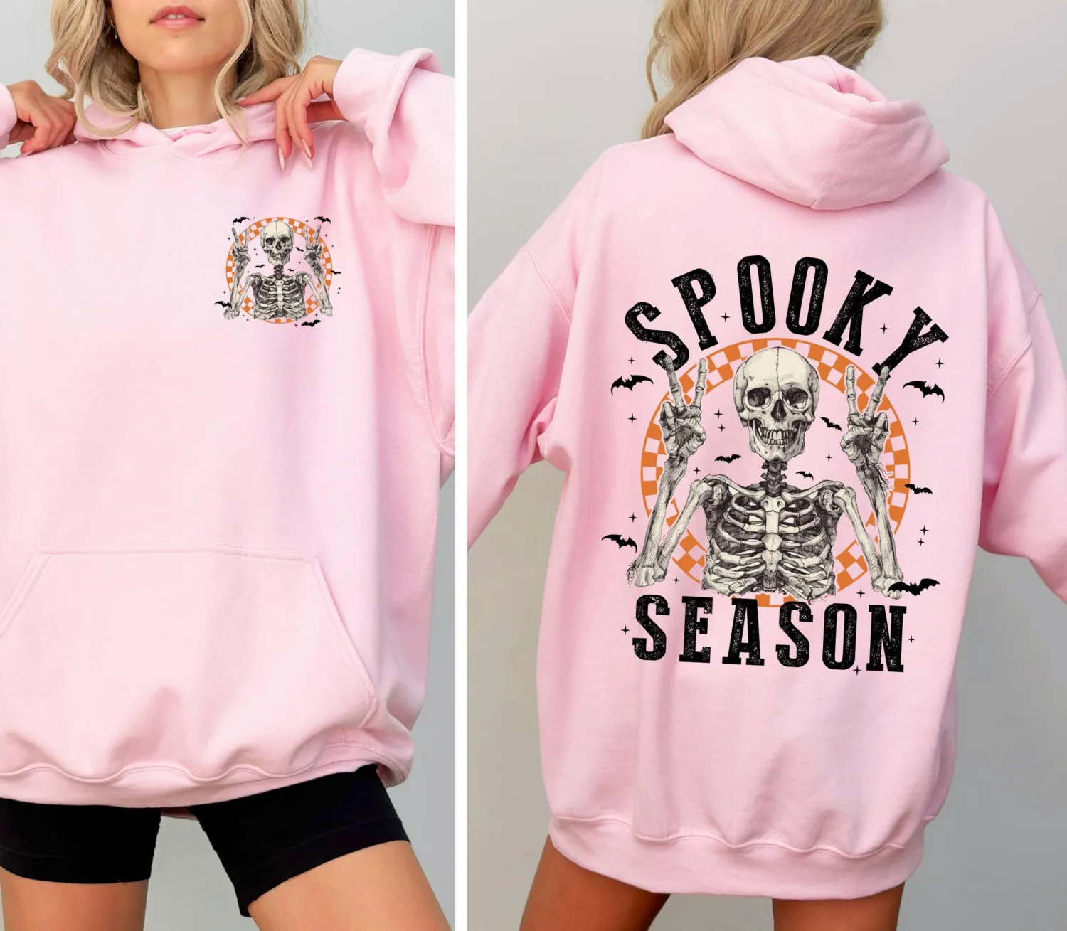 Retro Halloween Skeleton Spooky Season Hoodie