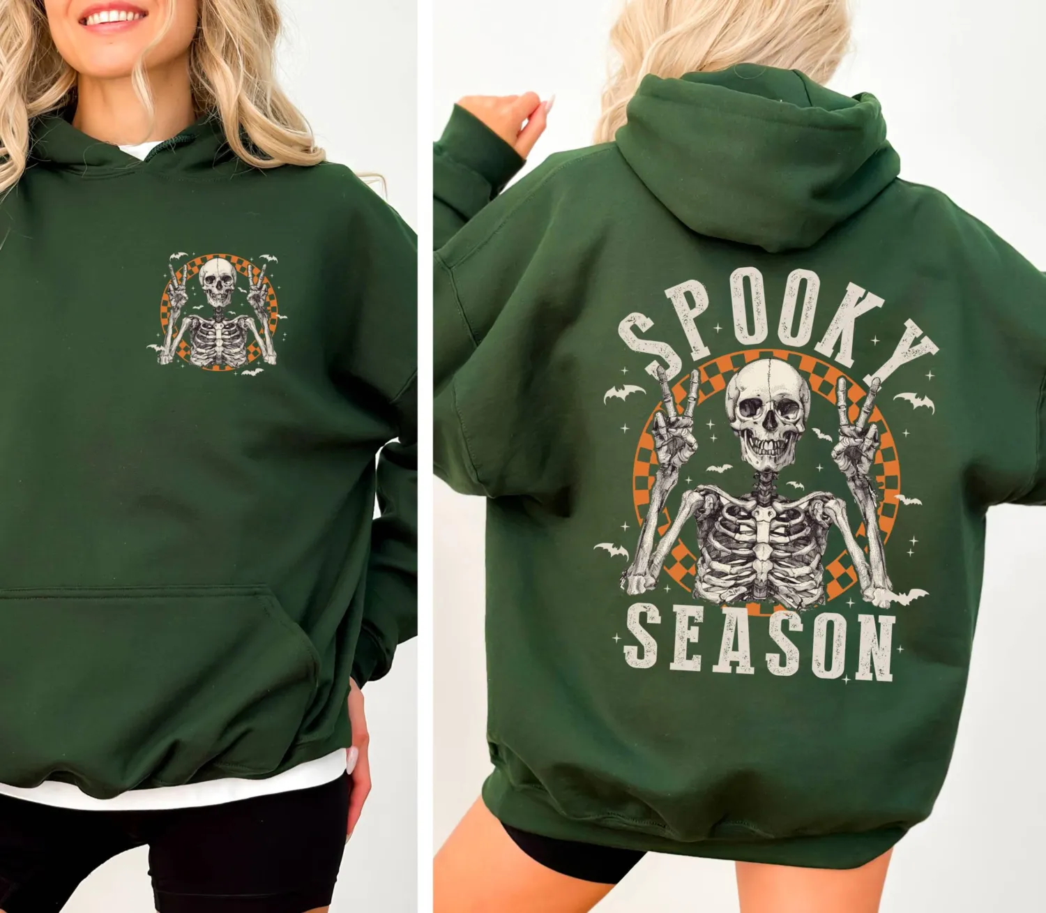 Retro Halloween Skeleton Spooky Season Hoodie