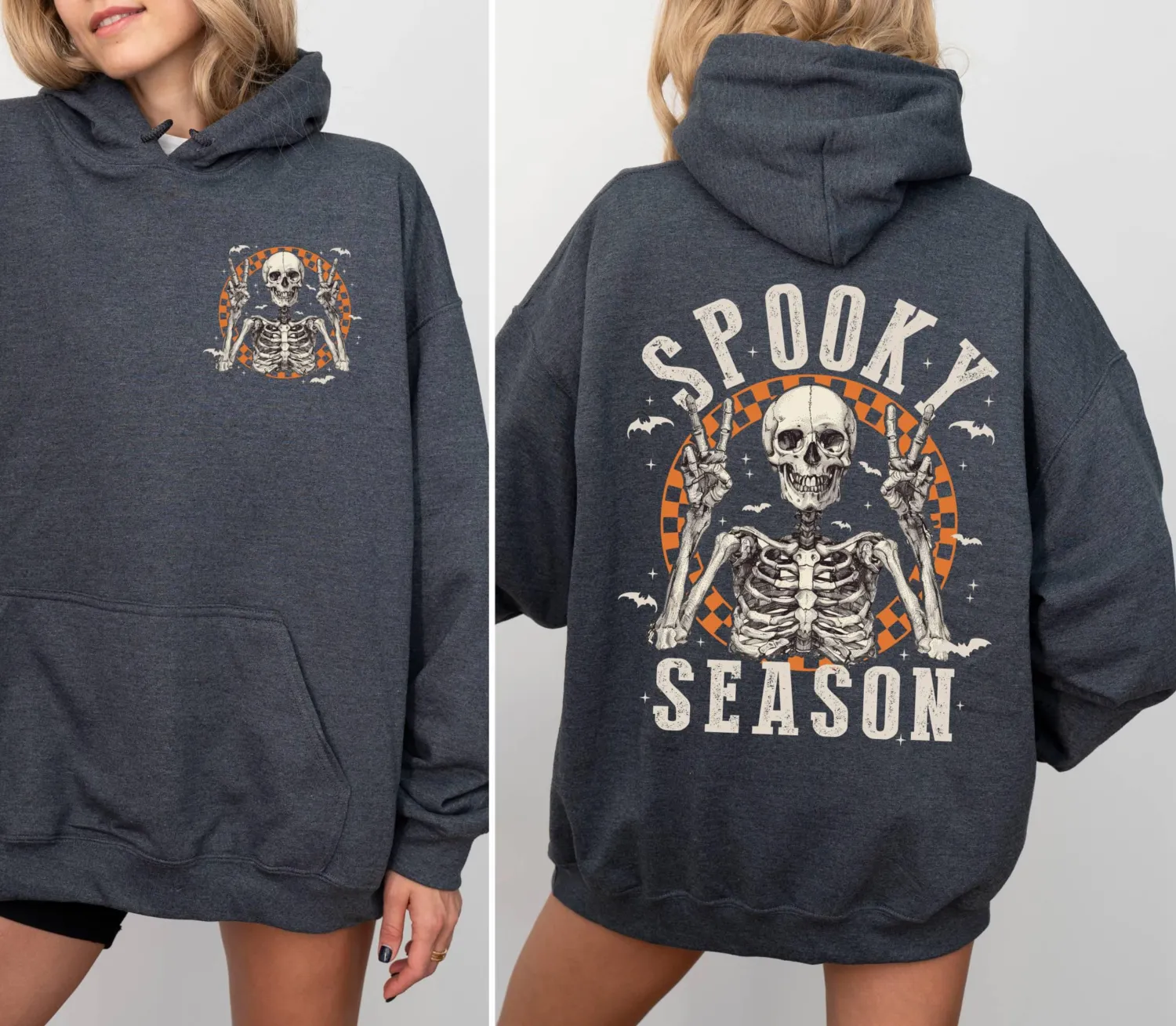 Retro Halloween Skeleton Spooky Season Hoodie