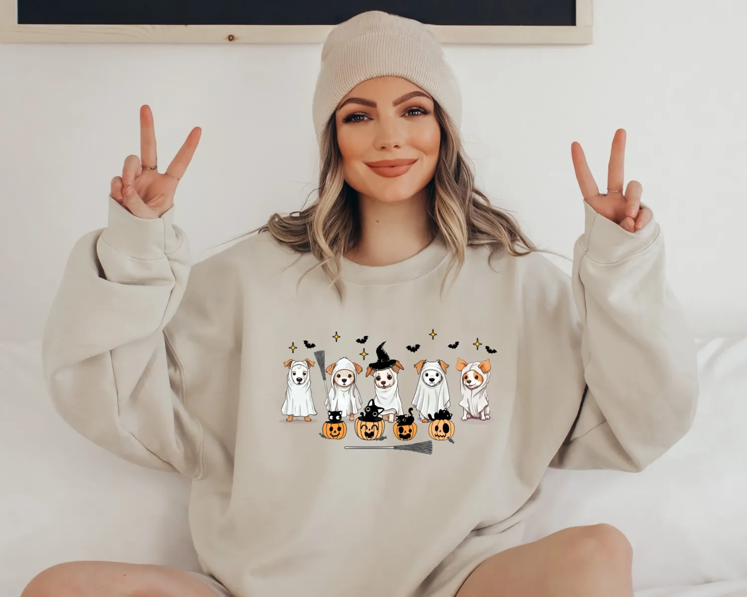 Retro Ghost Dog Halloween Sweatshirt Retro Ghost Dog Halloween Sweatshirt