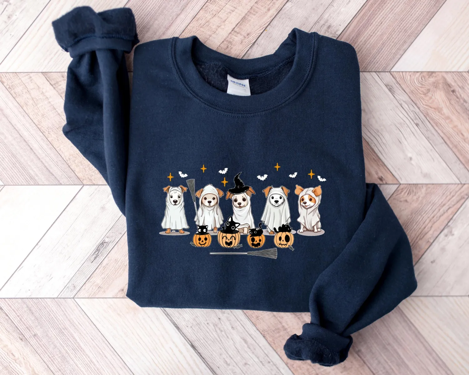 Retro Ghost Dog Halloween Sweatshirt Retro Ghost Dog Halloween Sweatshirt