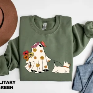 Cute Ghost Dog Halloween Sweatshirt