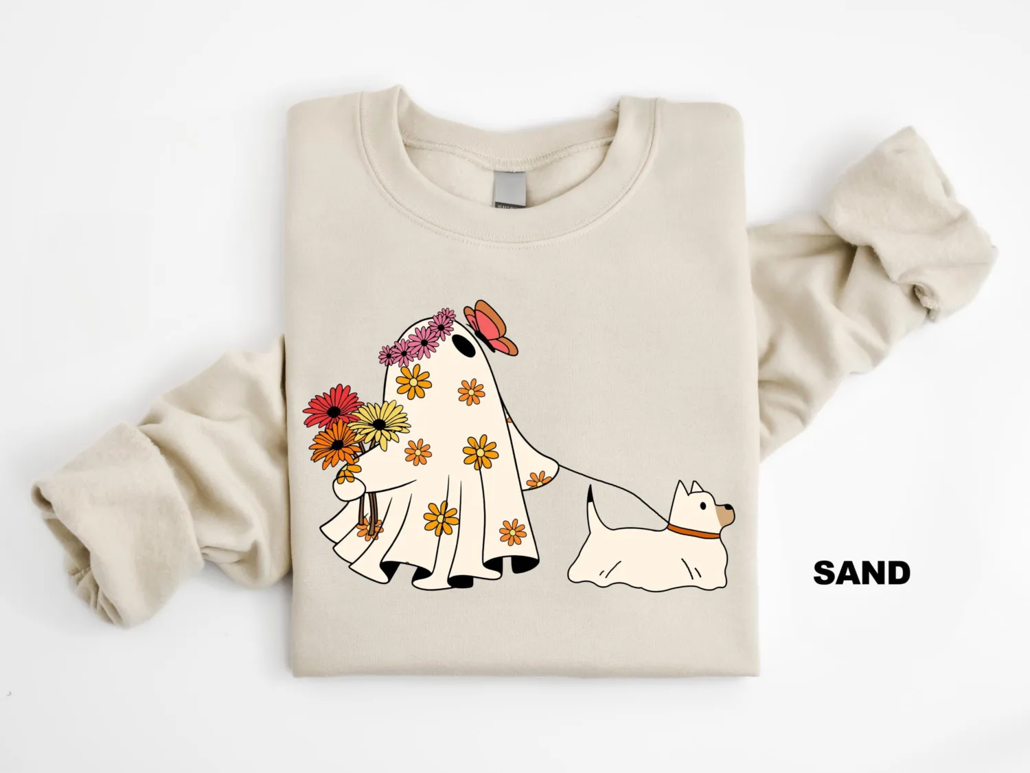 Cute Ghost Dog Halloween Sweatshirt Cute Ghost Dog Halloween Sweatshirt