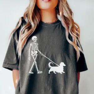 Funny Skeleton Dachshund Halloween T-Shirt