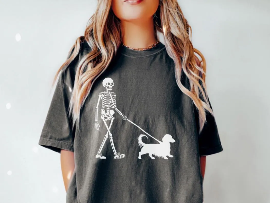 Funny Skeleton Dachshund Halloween T-Shirt