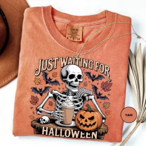 Just Waiting for Halloween Skeleton T-Shirt