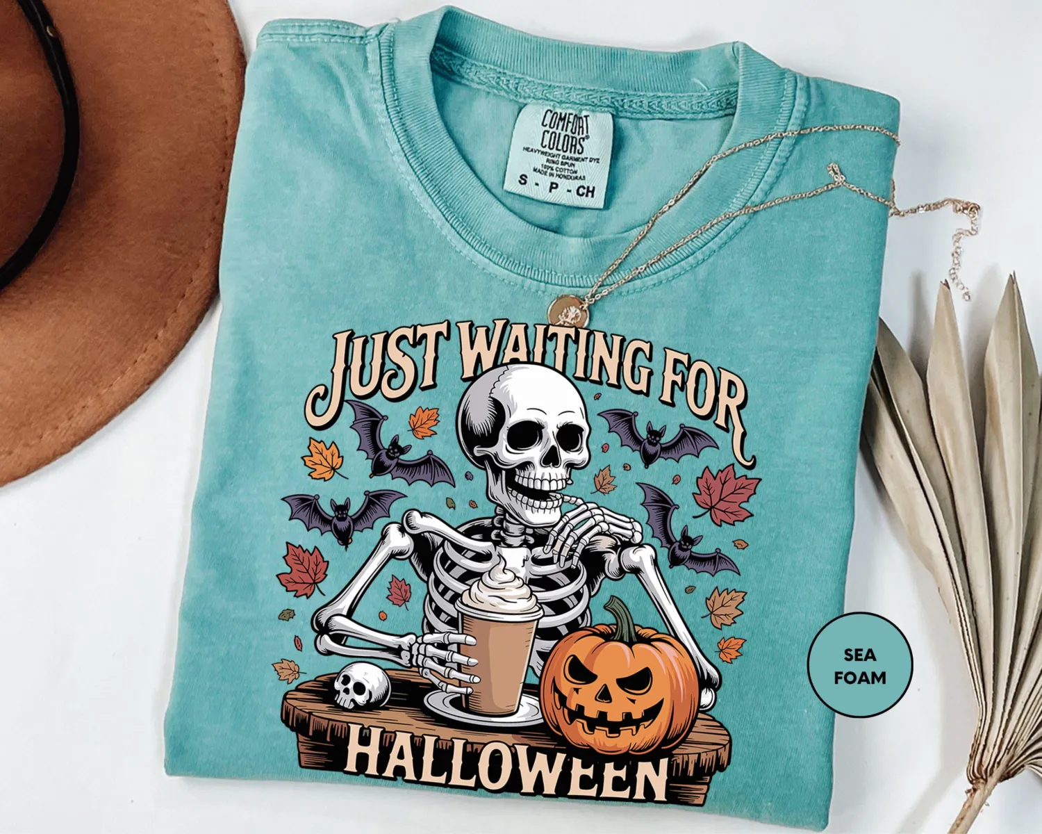 Just Waiting for Halloween Skeleton T-Shirt