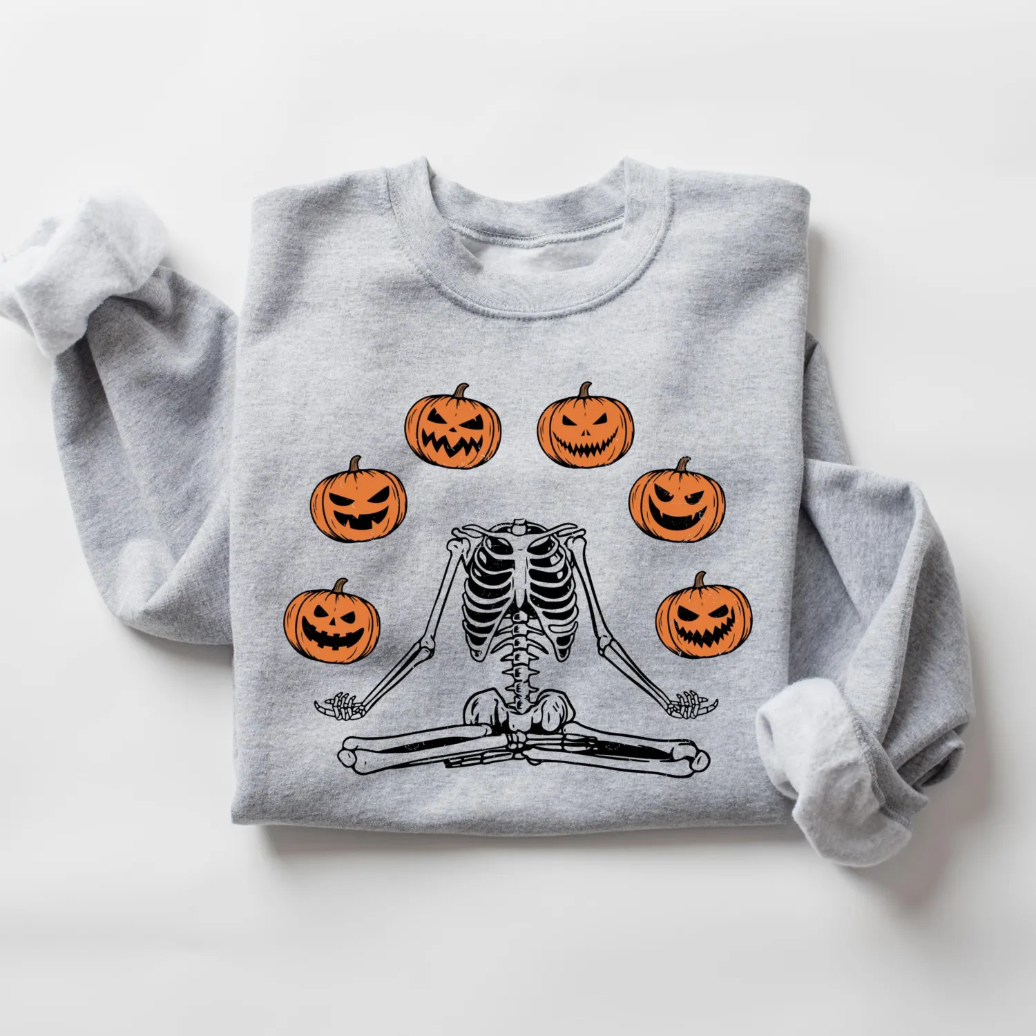 Funny Skeleton Pumpkin Halloween Sweatshirt