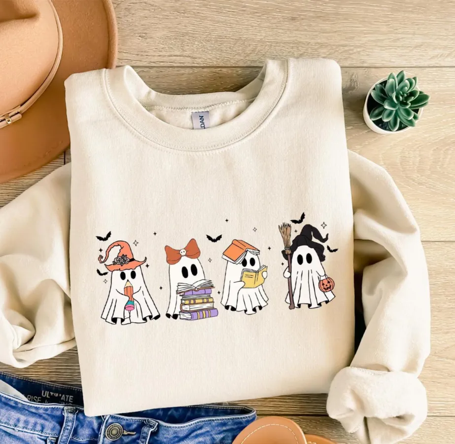 Halloween Ghosts Reading Books Sweatshirt