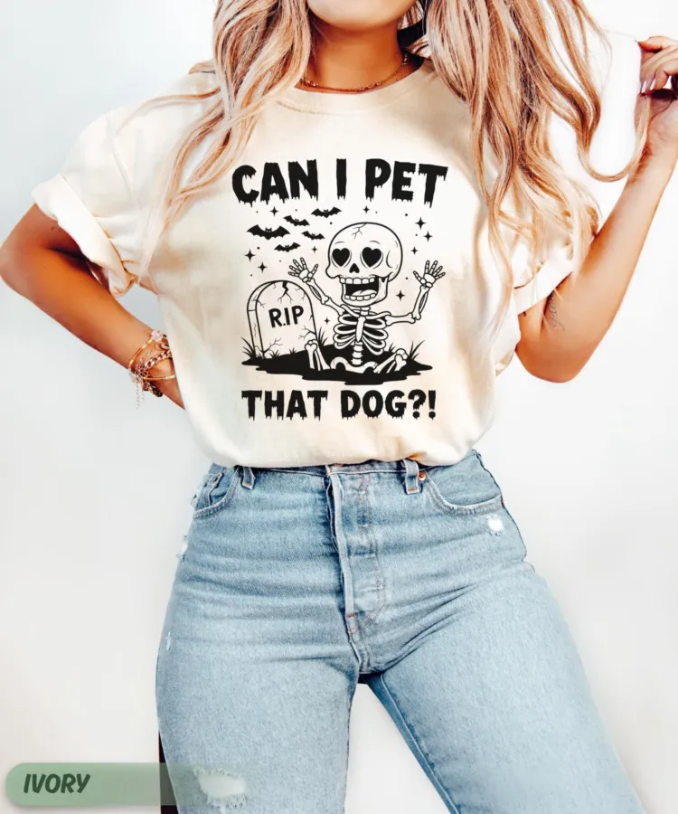 Retro Skeleton Dog Mama Halloween T-Shirt
