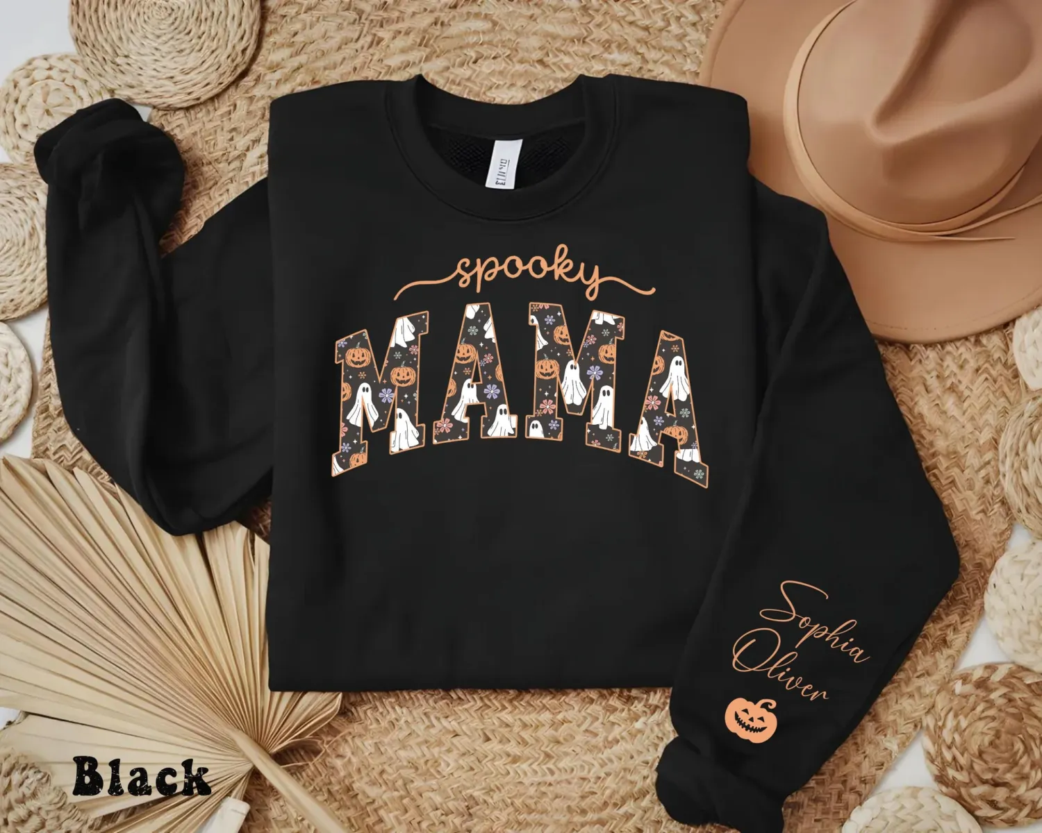 Personalized Spooky Mama Ghost Halloween Sweatshirt