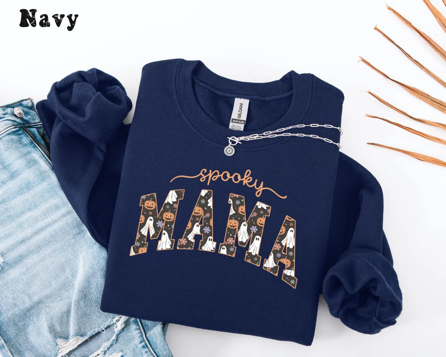 Personalized Spooky Mama Ghost Halloween Sweatshirt