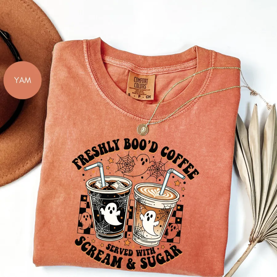Freshly Boo'd Ghost Coffee Halloween T-Shirt