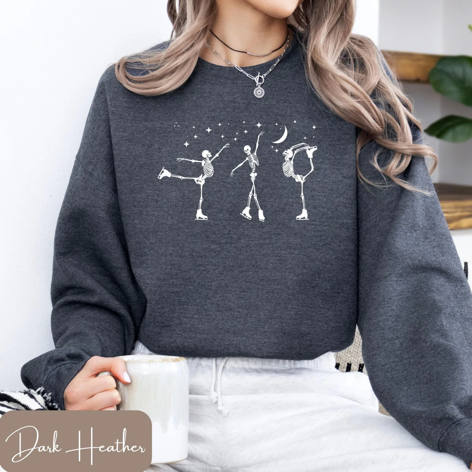 Halloween Skeleton Ice Skating Sweatshirt