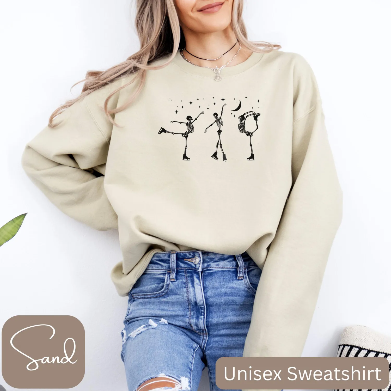 Halloween Skeleton Ice Skating Sweatshirt