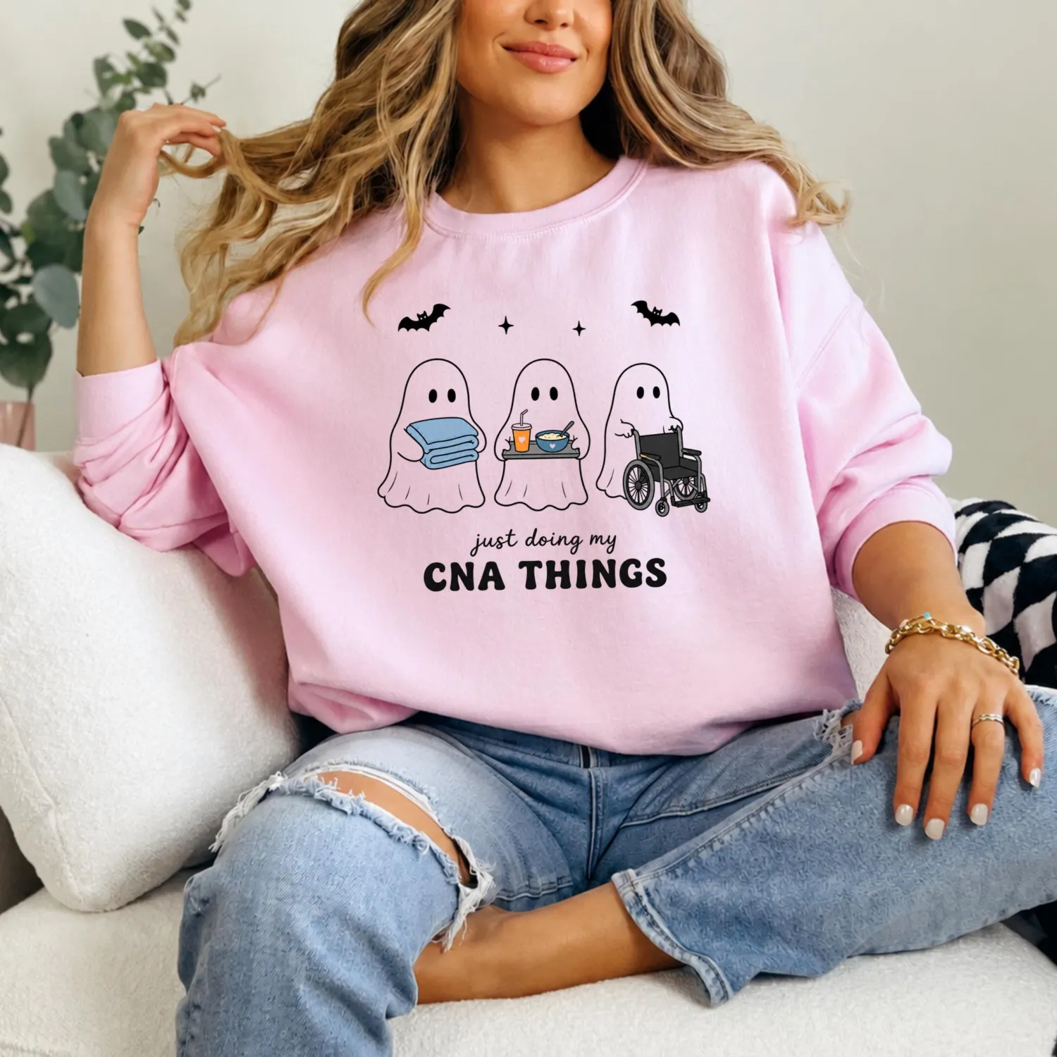 Ghost Nurse CNA Halloween Sweatshirt Ghost Nurse CNA Halloween Sweatshirt