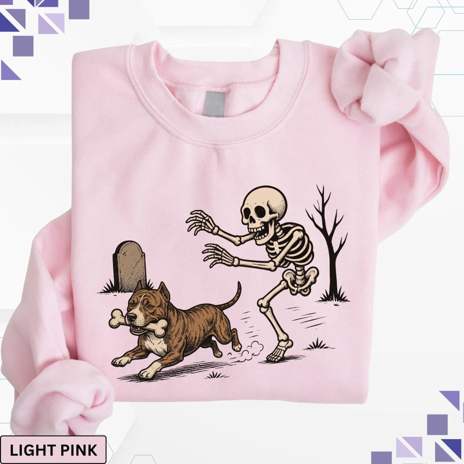 Funny Pitbull Skeleton Halloween Sweatshirt