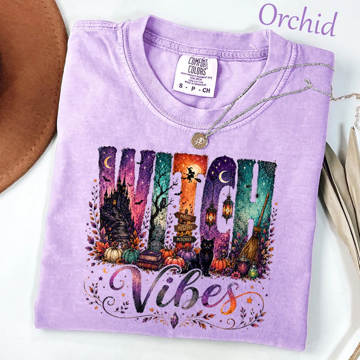 Witch Vibes Black Cat Pumpkin Halloween T-Shirt Witch Vibes Black Cat Pumpkin Halloween T-Shirt