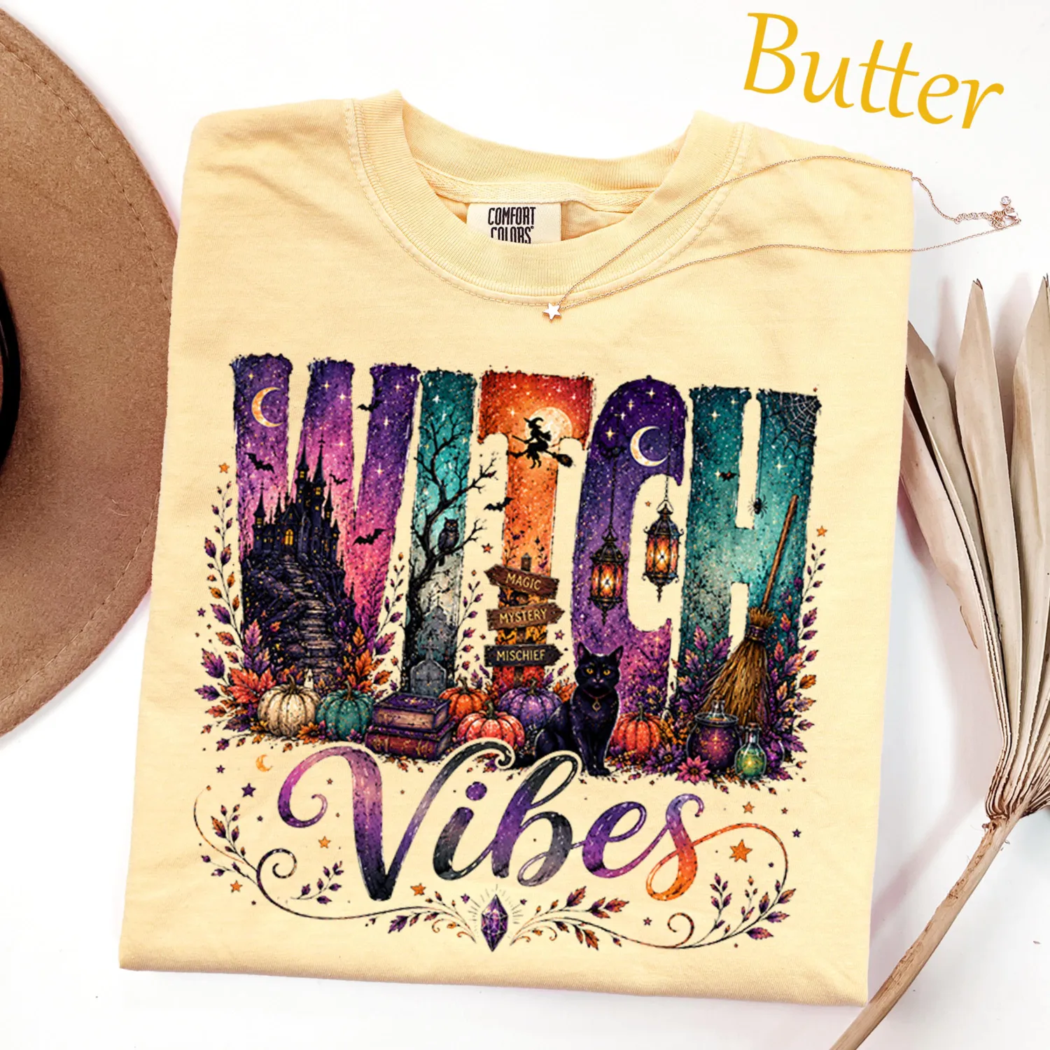 Witch Vibes Black Cat Pumpkin Halloween T-Shirt Witch Vibes Black Cat Pumpkin Halloween T-Shirt