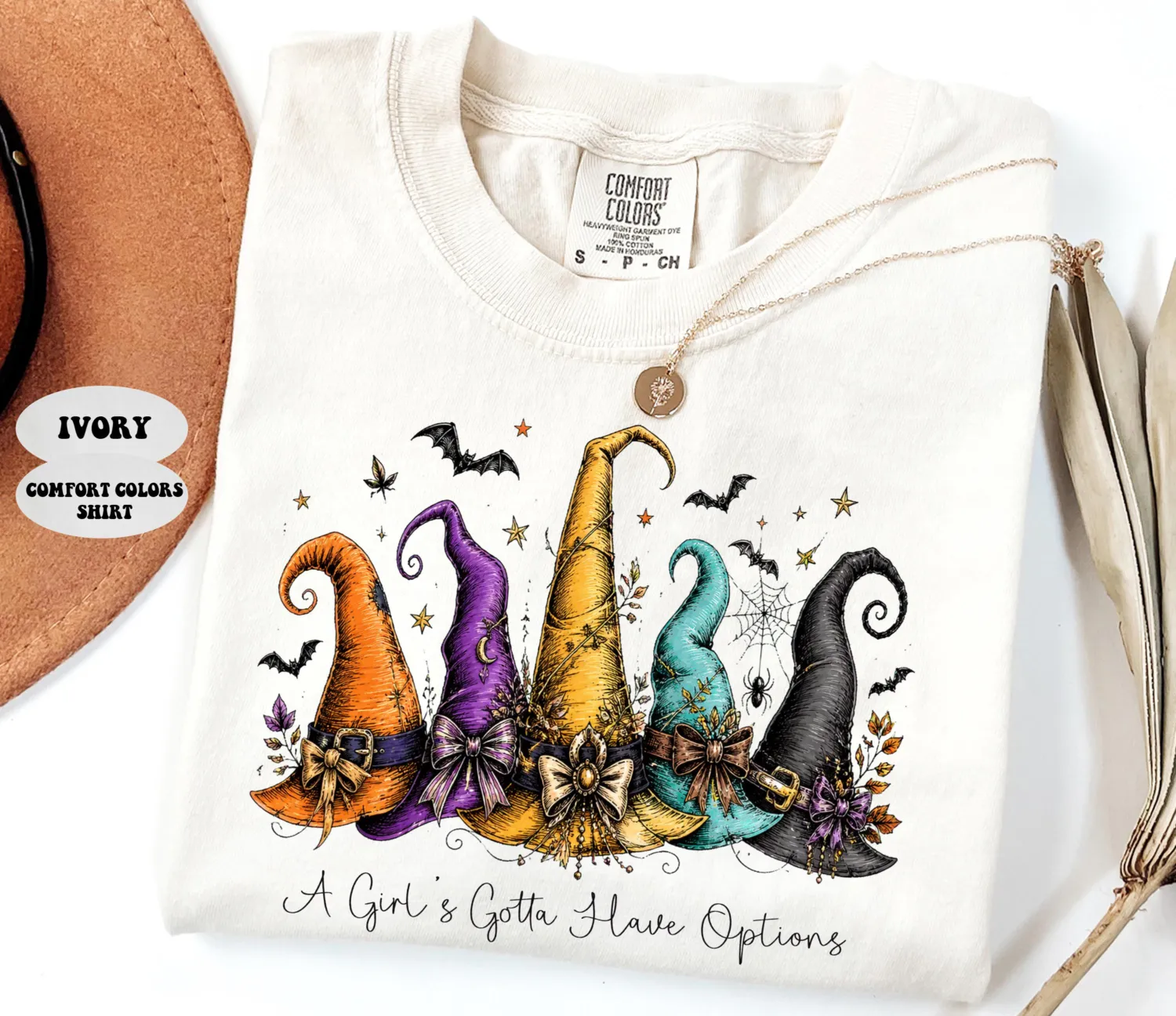 Colorful Witch Hats Halloween T-Shirt