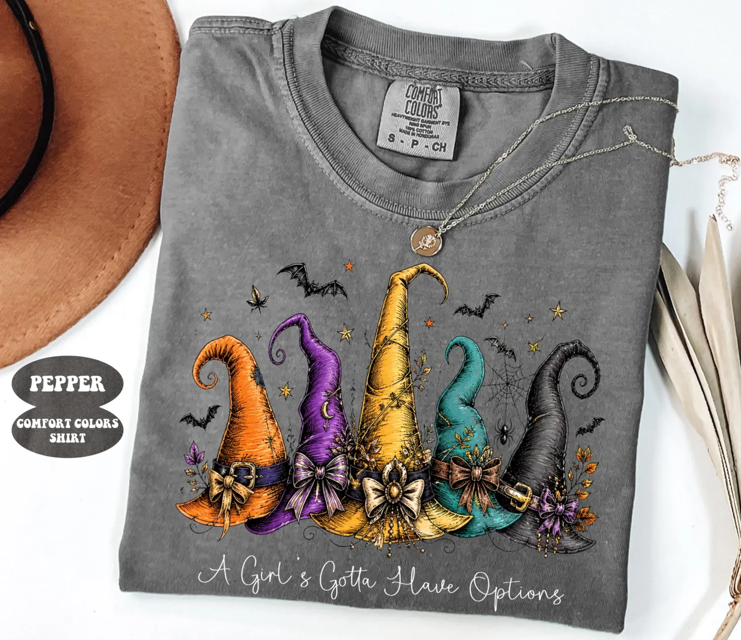 Colorful Witch Hats Halloween T-Shirt