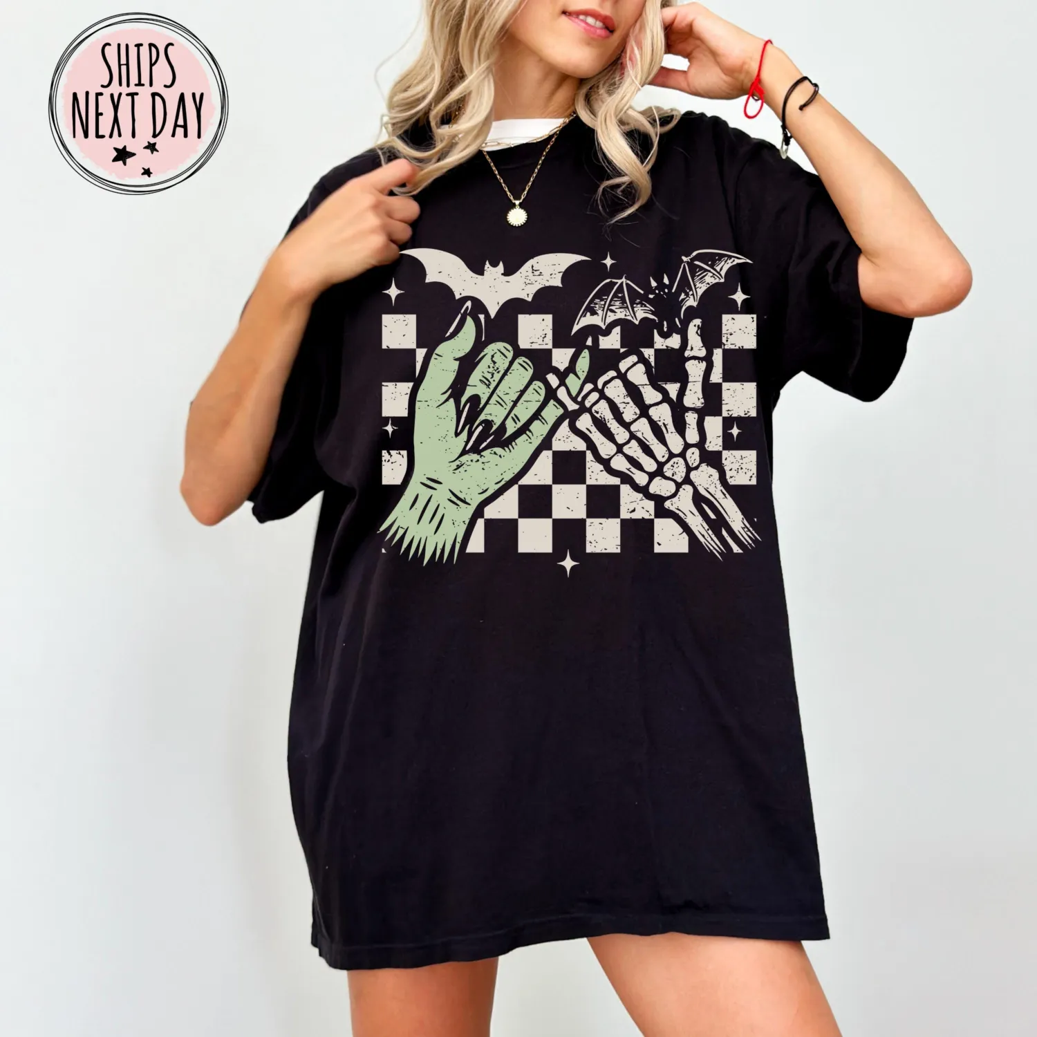Pinky Promise Witch Skeleton Hands Halloween T-Shirt