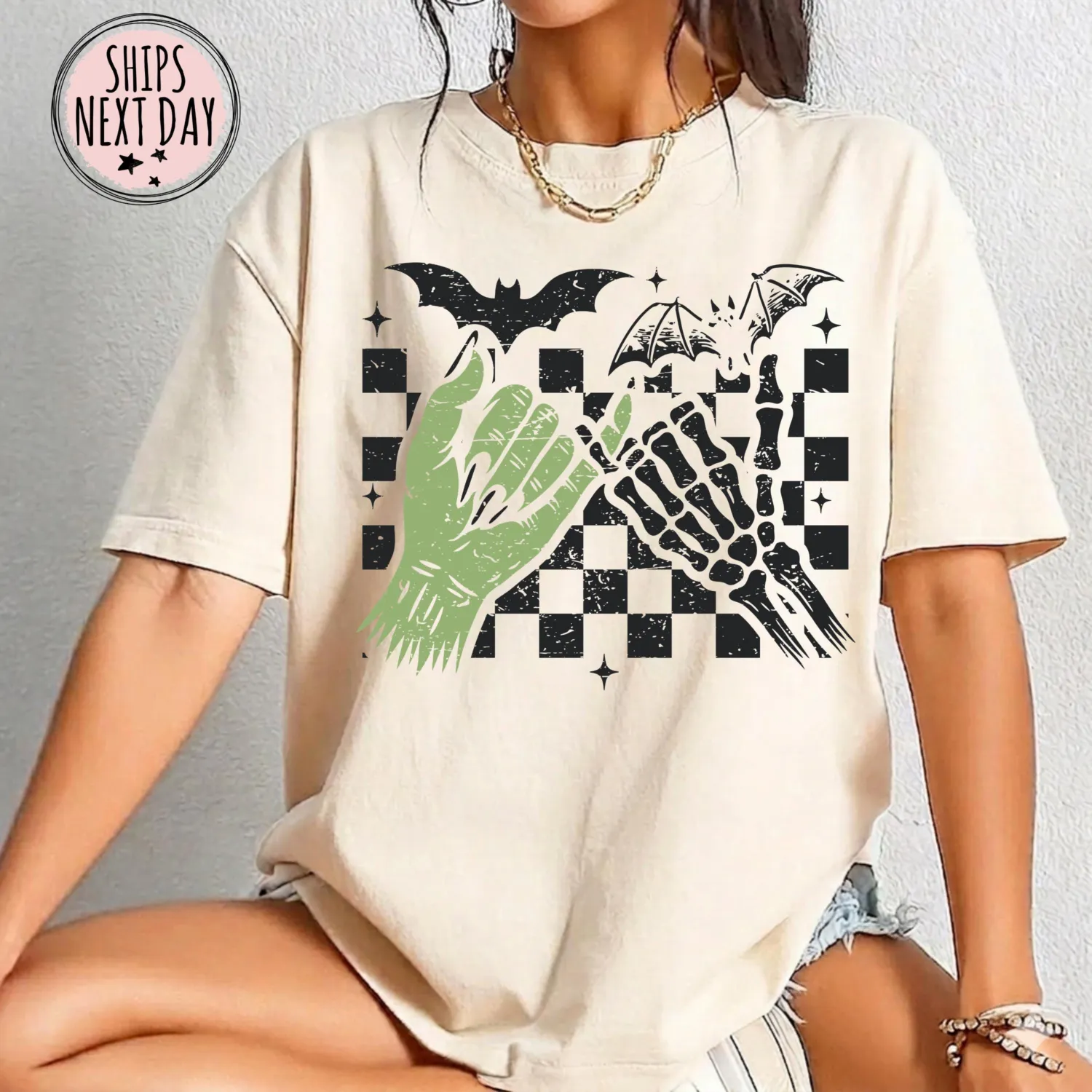 Pinky Promise Witch Skeleton Hands Halloween T-Shirt