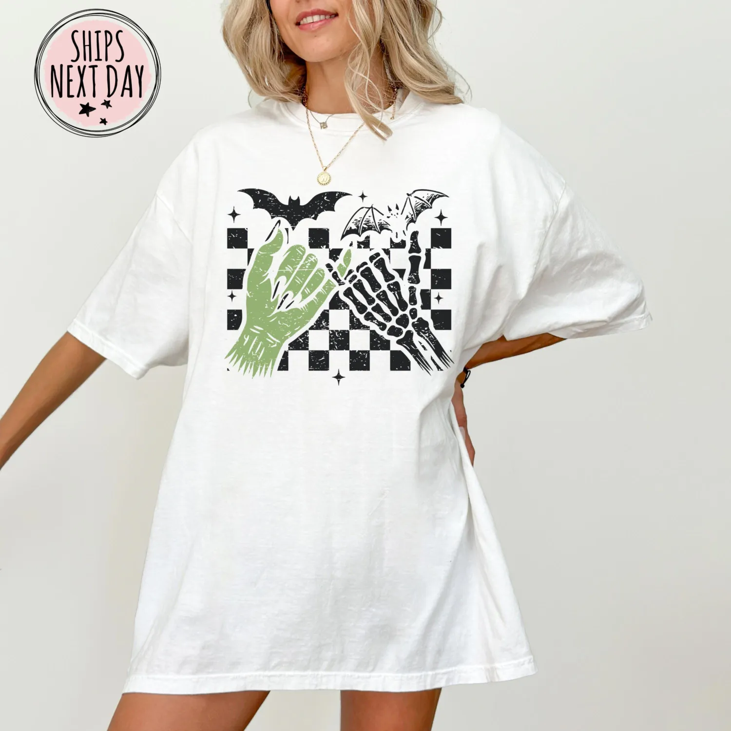 Pinky Promise Witch Skeleton Hands Halloween T-Shirt