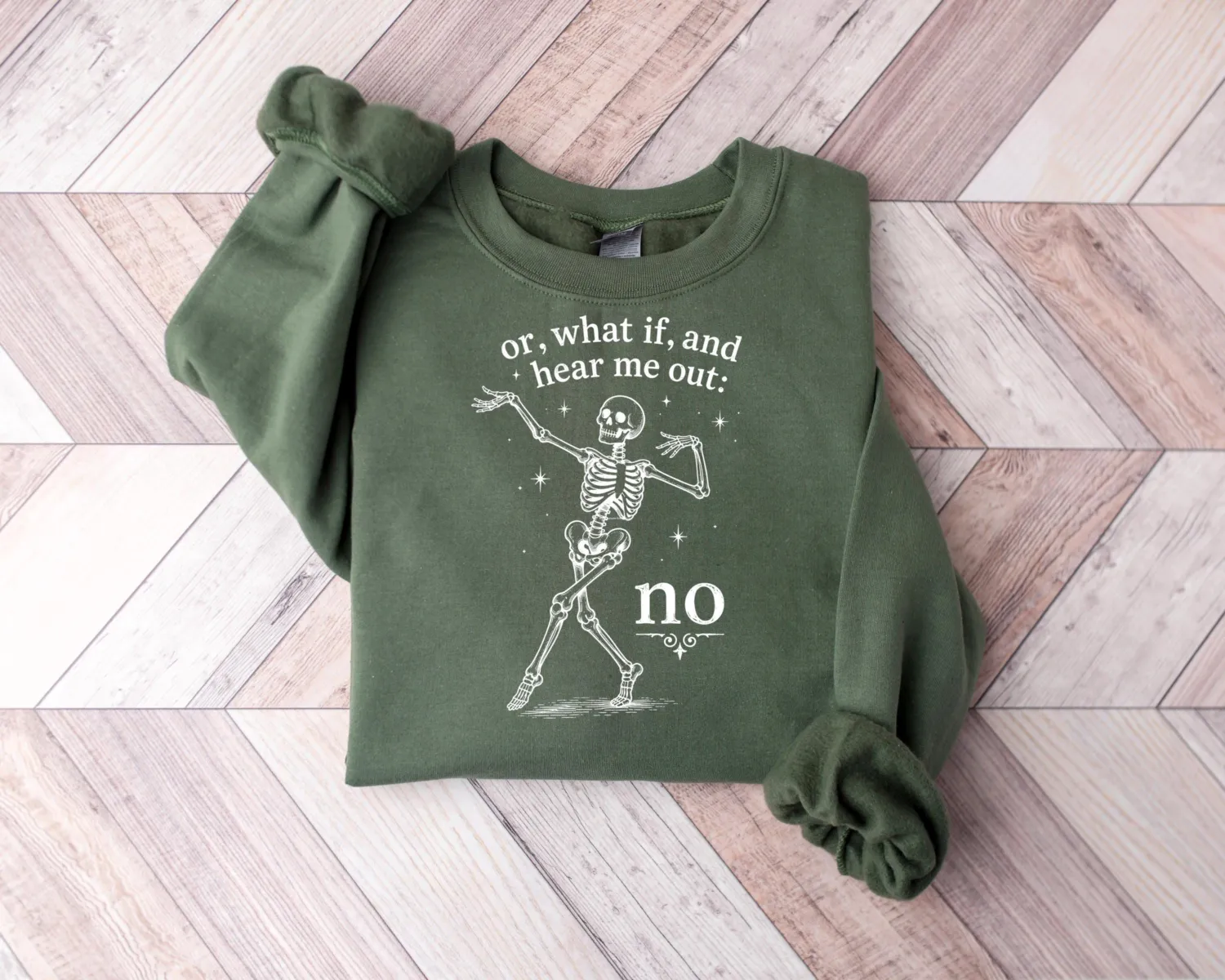 Hear Me Out No Dancing Skeleton Halloween Sweatshirt