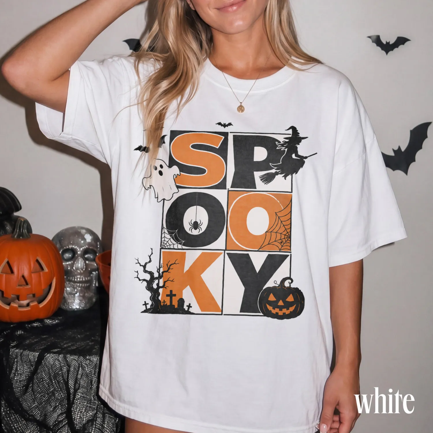 Spooky Retro Witch Ghost Halloween T-Shirt