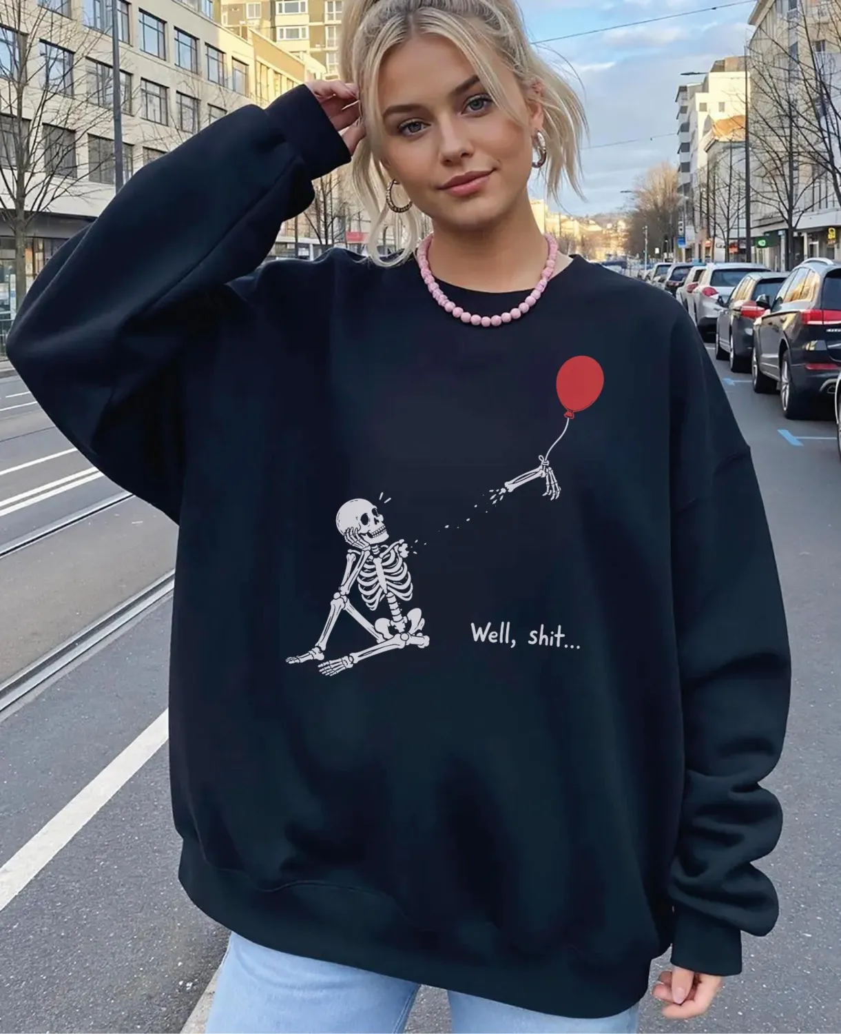 Funny Skeleton Lost Balloon Halloween Sweatshirt