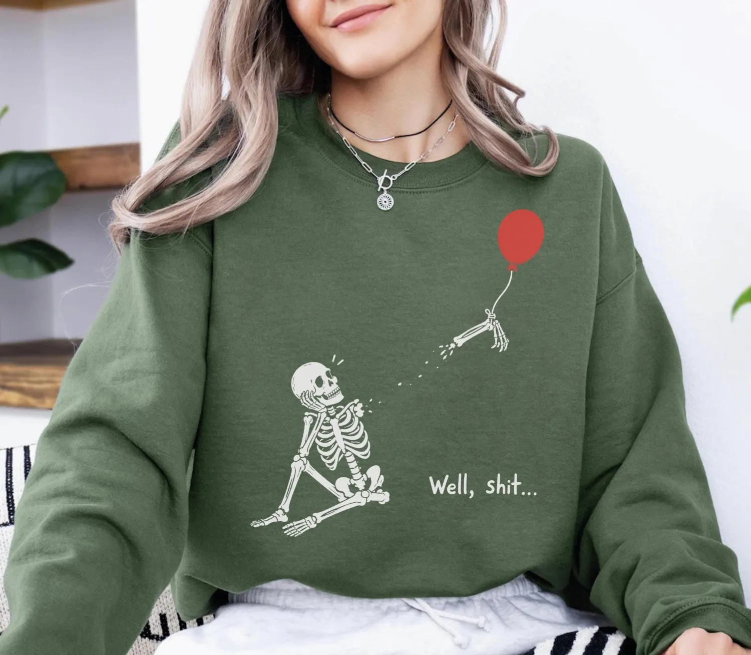 Funny Skeleton Lost Balloon Halloween Sweatshirt