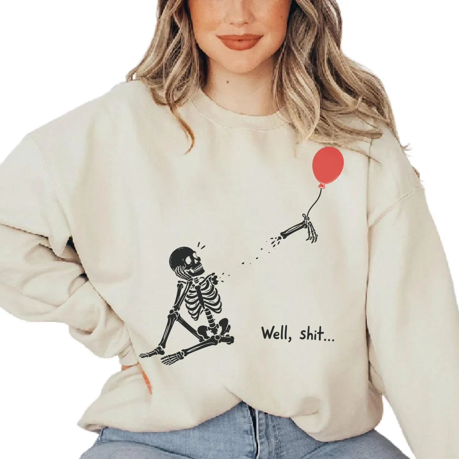 Funny Skeleton Lost Balloon Halloween Sweatshirt
