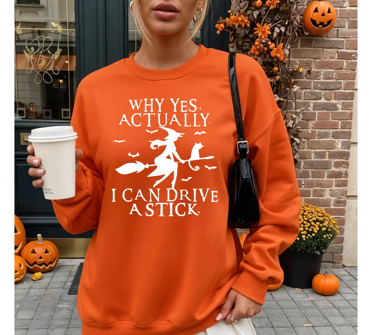 Funny Witch Driving Stick Halloween Sweatshirt Funny Witch Driving Stick Halloween Sweatshirt