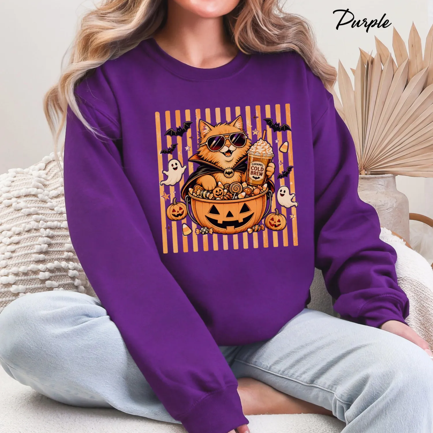 Vintage Halloween Cat Sweatshirt